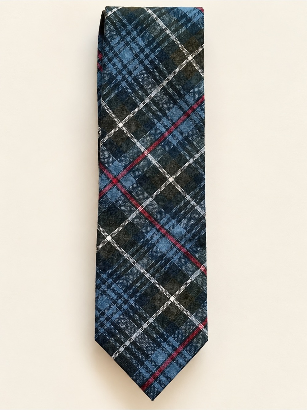 Peter Millar 100% Wool Plaid Neck Tie Blue Green Red Handmade USA Classic Prep